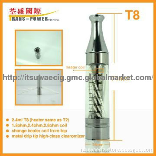 T8 atomizer 1.8/2.4/2.8ohm changeable coil head 7colors available nev